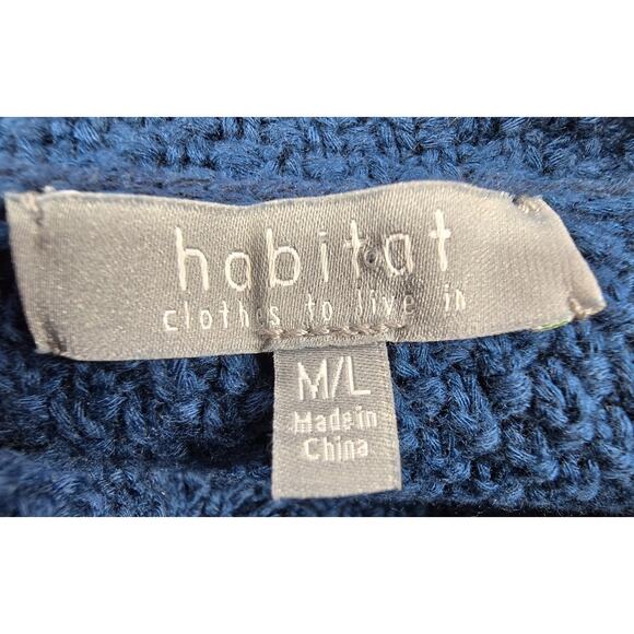 Habitat Womens Cowl Neck Waffle Knit Poncho Top Lagenlook Baltic Blue M/L - Picture 12 of 12